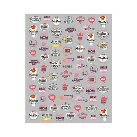 Nail Sticker Flower Rose Mom Love Family Party Nail Decal Wg584 Nail Wraps Art Stickers Manicure Supplies for Women for Home Nails Full Long Lasting Easy Apply and Remove