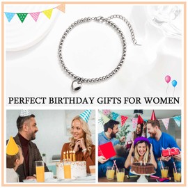 KORAS 40th Birthday Gifts for Women, Heart Charm Bracelet 40th Birthday Bracelet Gifts for 40 Year Old Women, Women 40th Birthday Gift Ideas