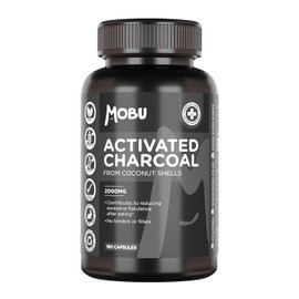 Activated Charcoal Capsules 2000mg – 180 Capsules | Helps Reduce Excessive Flatulence After Eating | Coconut Shell Derived No Fillers or Binders | Vegan | MOBU UK Made