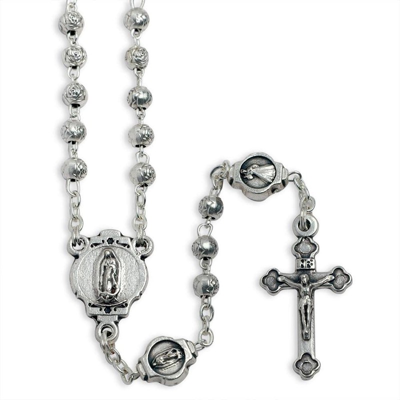 Catholic Rosary Beads with Metal Keepsake Gift Box Set (Guadalupe