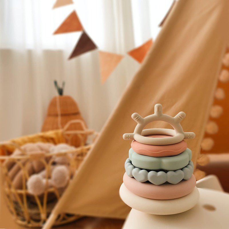 Moonkie Stacks of Circles Soft Teething Toy Educational Learning Stacking