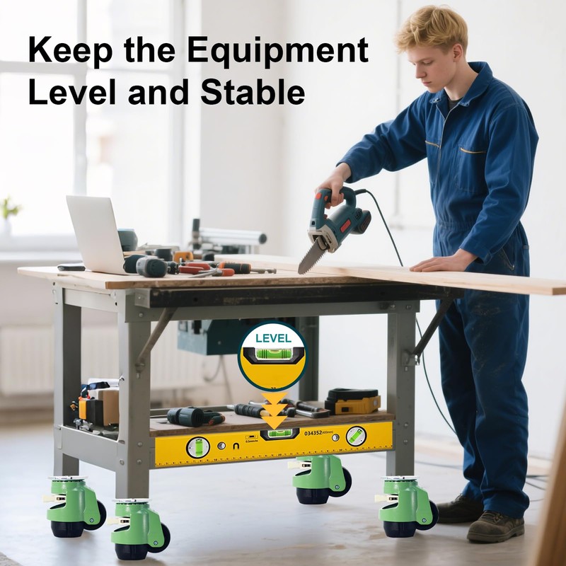 Stem Leveling Casters Wheel with Ratchet Handle Set of 4