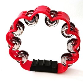 3PCS Double Row Hand Held Percussion Tambourine,Metal Jingles Hand Held Percussion Flower Tambourine for Church, KTV, Party, Game(Red)