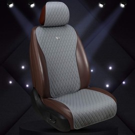 Red Rain Universal Seat Covers for Cars Leather Seat Cover with Crown Gray Car Seat Cover 2/3 Covered 11PCS Fit Car/Auto/SUV (A-Light Gray)