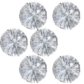 FILOEEX 6pcs Cheerleader Cheerleading Pom Poms Metallic Foil Pompoms Cheerleading Pom Poms with Handle Sports Pompoms Cheer for Training,Circus,Dance,Baton Twirling,Dancing Streamers (silvery)