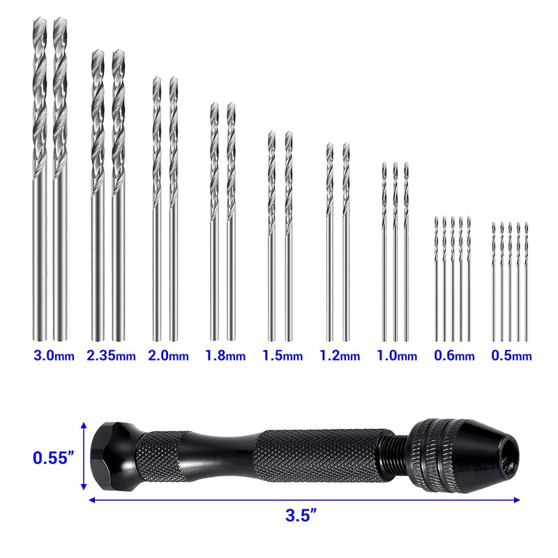 Daily Treasures 34Pcs Pin Vise Hand Drill Set, Include Pin