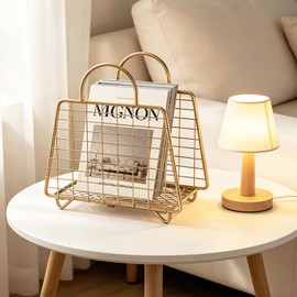 Gold Magazine Holder,Modern Magazine Rack Floor,Metal Wire Magazine Basket