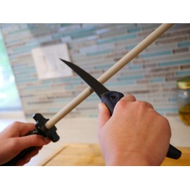 Diamond Machining Technology (DMT) CS2 Ceramic Knife Sharpener and Knife Honing Rod, 12 Inch, White,black