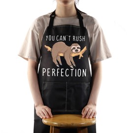 MYSOMY Sloth Apron With Pockets Sloth Kitchen Apron Sloth Cooking Apron You Can't Rush Perfection Sloth Lover Gifts (you can't rush perfection APRON)