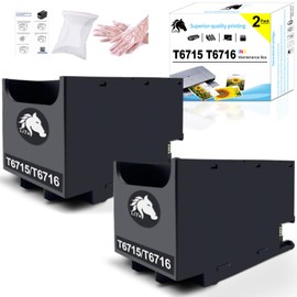 LiTuhorse 2-Pack T6715 T6716 Ink Maintenance Box 6715 T671500 T671600 Remanufactured for WF-3820 WF-4830 WF-4820 WF-4720 WF-4734 WF-4730 WF-4740 EC-4030 WF-C5710 WF-M5299 WF-C5290 Printer PXMB7 PXMB8