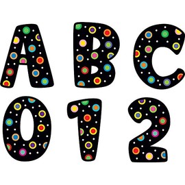 Creative Teaching Press CTP4630 Poppin Patterns Dot On Black Upper Case Letters Stickers