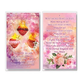 THE SAINTS COLLECTION Set of 20 Laminated Catholic Prayer Cards - Three Hearts Jesus Mary Joseph