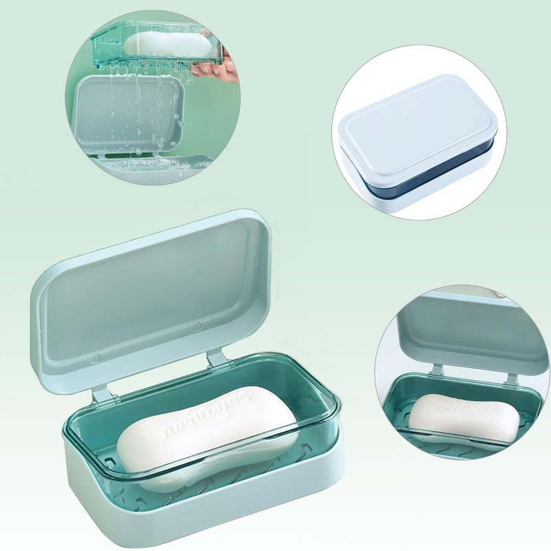 CLKE Soap Box, with Removable Drainer and Lid, 2 Layers