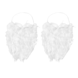 RmKbe 2 Pieces Santa's Beards White Fake Beard Christmas Santa Claus Beard Faux Mustaches Christmas Party Accessories for Teens Adults