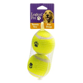 Pet Factory 2-Pack Logical Pet 2.5" Tennis Balls Dog Toy Set - Fluorescent Yellow, Set of 2