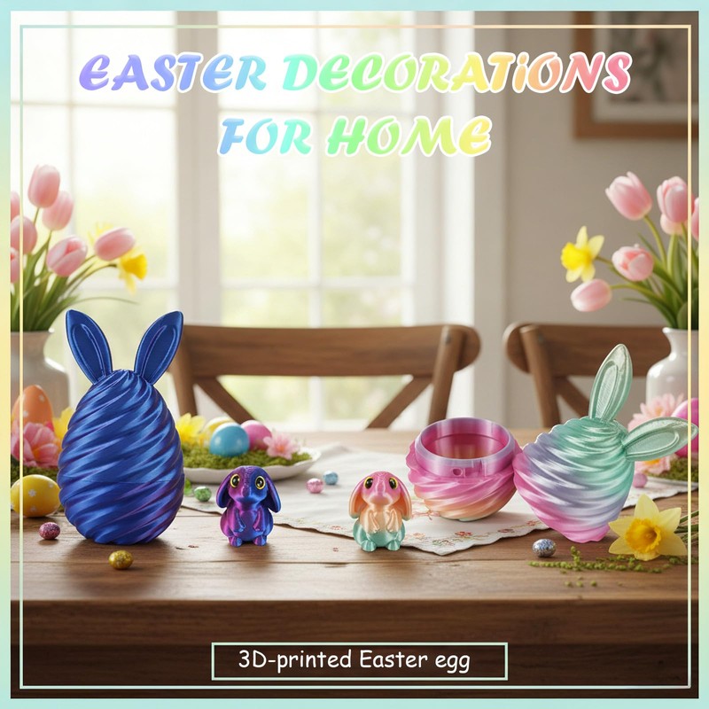 Easter Basket Stuffers Essentials - 2 PCS 3D Printed Bunny