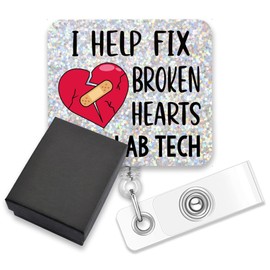 AGMDESIGN I Help Fix Broken He Cath Lab Tech Funny Badge Reel Retractable Alligator Clip, Cath Lab Nurse Badge Gifts, Cardiology Gifts for Cardiac Lab Staff Medical Team, Cardiac Tech Unisex Reel