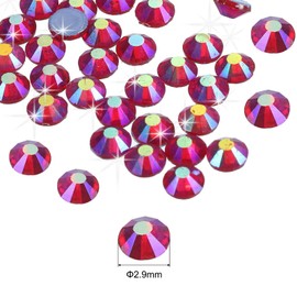 MECCANIXITY 2880 Pcs Hotfix Rhinestones Flatback Crystal Glass Gems Art Rhinestones for Craft Clothes DIY Decoration(SS10 2.9mm,Rose Red Color)