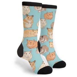 Hamsters On Light Blue Unisex Adult Fun Cool 3D Print Colorful Athletic Sport Novelty Crew Tube Socks