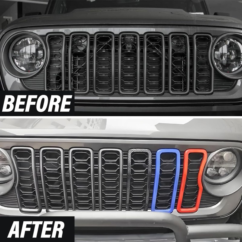2PCS Front Grill Rings Frame Grille Inserts Cover Trim Kit