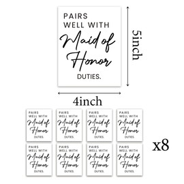 FBCCZEY 8 Pcs Maid of Honor Wine Labels, Bridesmaid Proposal Gifts, Wedding Engagement Gift for Maid of Honor Bridesmaid Wine Label, Pairs Well with Maid of Honor Duties Wine Bottle Stickers Labels