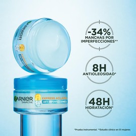 Garnier Express Aclara Crema Hidratante Matificante Anti-imperfecciones, controla oleosidad e hidrata con Vitamina C, Acido salicílico y Niacinamida, 50g