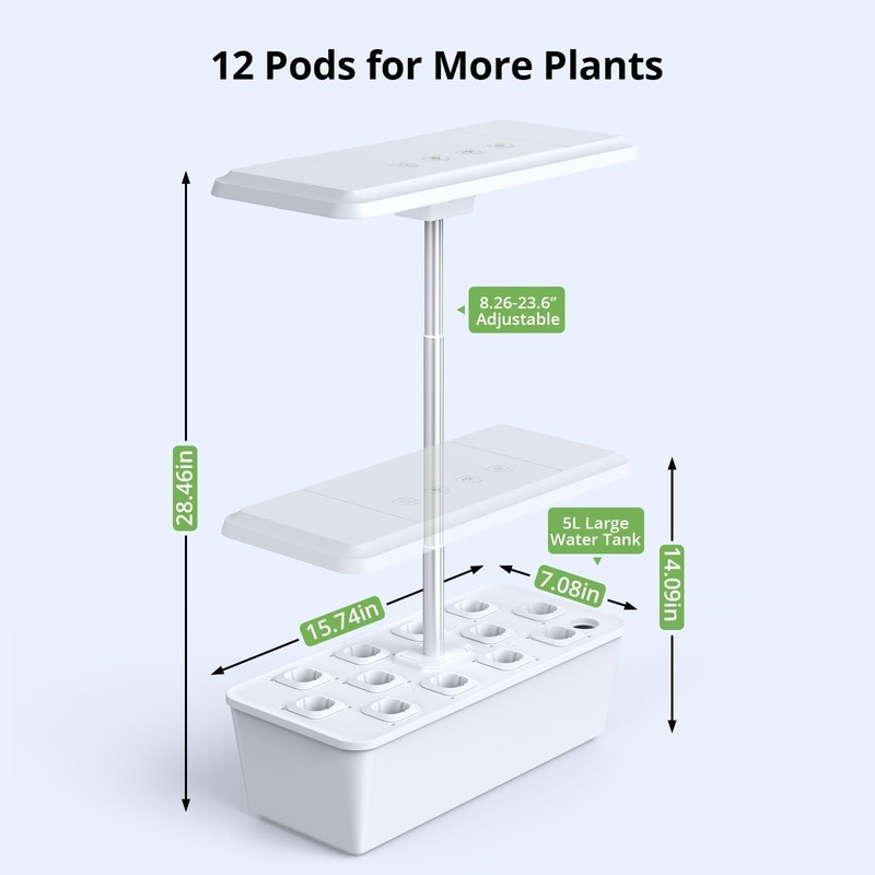 Nuoya 12 Pods Hydroponic System Grow Kit, Indoor Garden Hydroponic