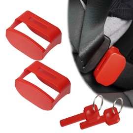 GanEn Buckle Guard-Preventing Children Unbuckling Themselves While Driving (2 Seat Pack) (Red)
