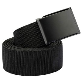 KYEYGWO Unisex Belt Adjustable Plain Stretch Elastic Web Belt with Flip Top Metal Buckle, #1-black (4 cm wide)