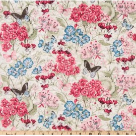 "Handmade" Butterfly Floral Garden Burgundy Pink Blush Flowers Handcrafted Valance t3/12