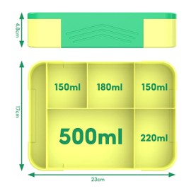 Children's Lunch Box with Compartments, Bento Box Children, Lunch Box School Lunch Box School Travel Lunch Box for School Nursery & Excursions (Green)