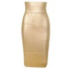 HLBandage Leather Midi-Calf Party Pencil Skirt (L, Gold)