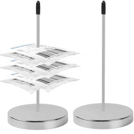 2 Pack Ticket Spike, Receipt Spike Holder, Metal Bill Holder, Straight Rod Spike for Restaurant, Kitchen, Office, Hotel (Silvery)