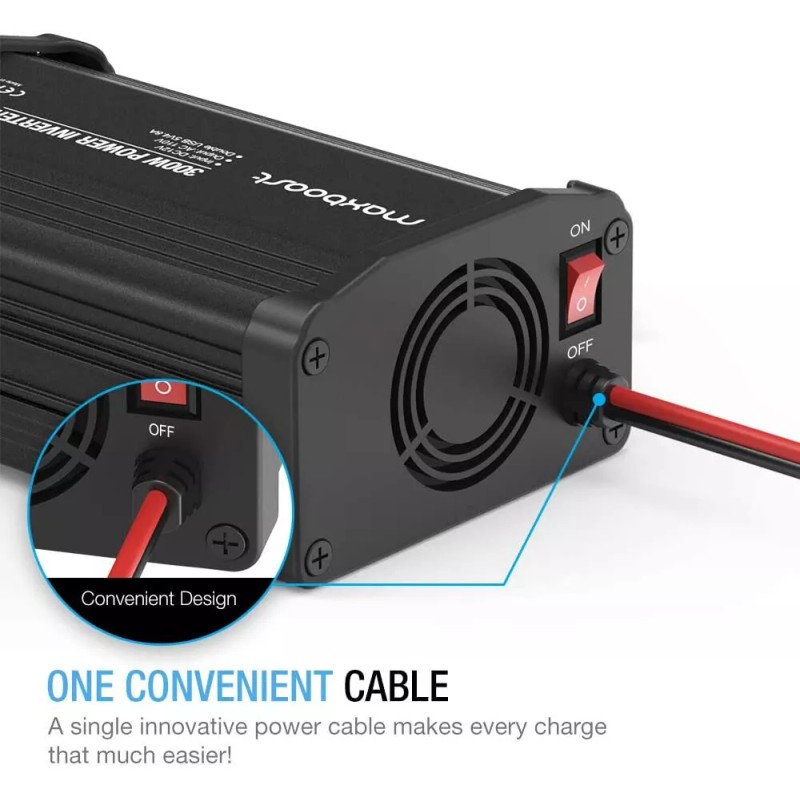 Maxboost 300W Power Inverter [2Pcs] Dual 110V AC Outlet/Dual 24W