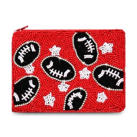 Game Day Coin Purse for Women Beaded Football Coin Pouch Small Sports Change Purse Wallet Game Day Party Favors
