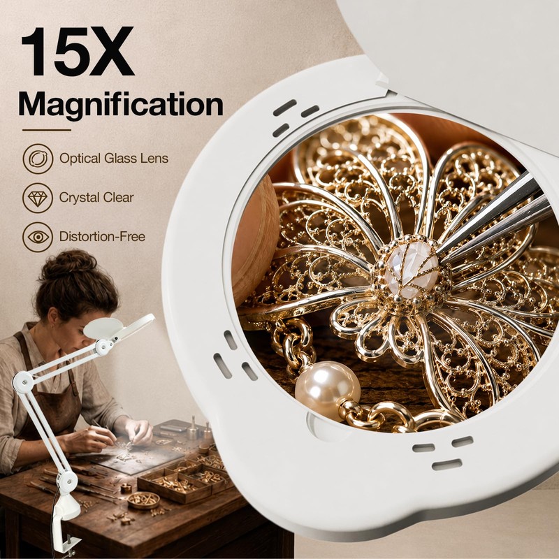 knitly Magnifying Glass with Light, 15X Magnifying Glasses for Close