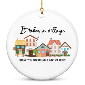 OASSIE Thank You Gifts for Women Men - It's Takes A Village Ceramic Christmas Ornaments 2025 - Christmas Appreciation Daycare Gifts for Neighbor Teacher Nurse Coworker Employee Nanny Babysitter