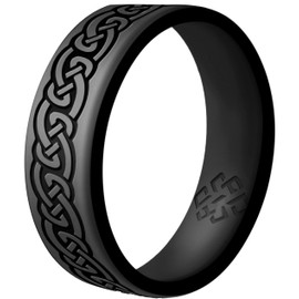 Knot Theory Celtic Infinity Dark Silver Silicone Ring for Men Women - Size 8 6mm Dual Layer Breathable Comfort Fit Engagement Wedding Band