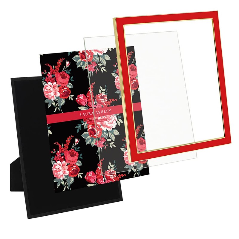 Laura Ashley 8x10 Red Enamel Picture Frame, Gold Metal Edge