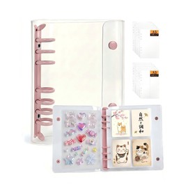 Tepona A5 Clear 6-Hole Binder with 20 Refills for Stickers, Stickers, Trickers, Photos, Tickets, Invitations (Pink)