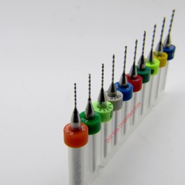 Ten Size Solid Carbide Drill Bit Set .024" to .035" 0.60 to 0.90mm - #73, 72, 71, 70, 69, 68, 67, 66, 65 1/8" Shanks