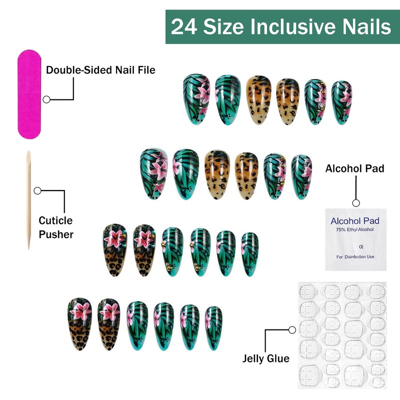 Press on Nails Medium Almond SWEKKE Fake Nails False Nails