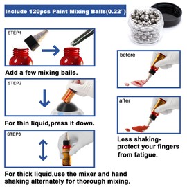 ONiLAB Mini Vortex Mixer with Touch Function, Lab Mixing, Nail Polish,Tattoo Ink,Eyelash Adhesives and Acrylic Paints Mixing, Lab Vortexer for Tubes,Include 120 pcs Stainless Steel Mixing Balls