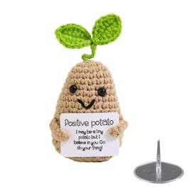 ZWWOGE Positive Potato, Positive Potato, Pocket Hug, Creative Knitting Wool Potato Doll, Cheer Up Lucky Charm Gifts for Boyfriend Girlfriend Exam, Green Sprouts, Potatoes with Vitality