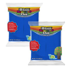 BAZIC Modeling Clay Blue Color 1 LB, Light Dough Art Craft, Non Toxic Gift for Artist Kids Toddler Boys Girls, Bulk for Classroom, 2-Pack