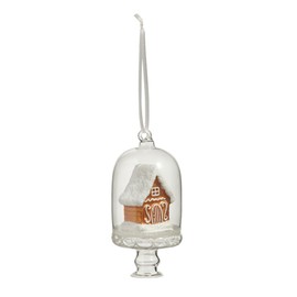 Raz Imports Gingerbread House in Cloche Hanging Ornament, 4.5-inch Height, Christmas Holiday Decor