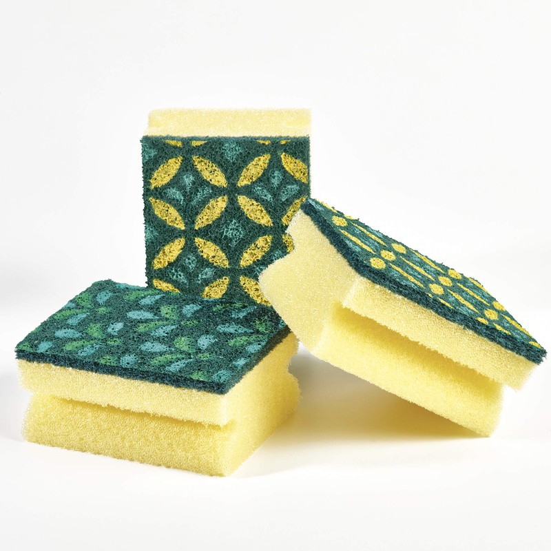 Spontex Mosaic Cleaning Sponge with Anti-Lint Technology and Practical Handle