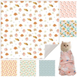 Cat Grooming Wrap, Cat Wrap for Cutting Nails, Self-Adherent Fabric Wrap for Cats, Cat Burrito Wrap Anti-Scratch, Anti-Escape, Multifunctional Swaddle Wrap Pet Tool (Floral, X Large)