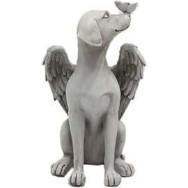 Angel Wing Dog Memorial Stone,Dog Memorial Gifts for Loss of Dog,8 Inch Resin Sleeping Dog Garden Ornament, Pet Grave Marker, Angel Tribute Statue for Pet Bereavement