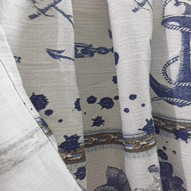 Dainty Home Cotton Soft Textured Shower Curtain - Printed Design Cotton in Marine Navy 70" x 72" - Water Resistant Cotton, Washable Shower Curtain - Perfect Cloth Shower Curtain for Stylish Bathrooms